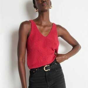 Madewell Raspberry Red V-Neck Knit Tank